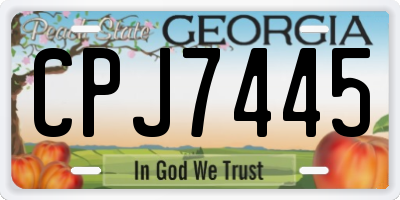GA license plate CPJ7445