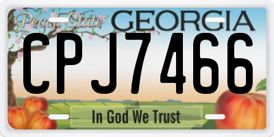 GA license plate CPJ7466