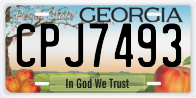 GA license plate CPJ7493