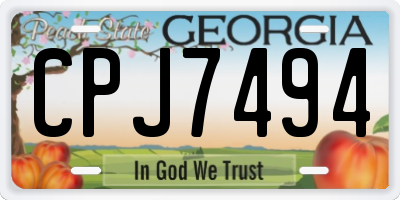 GA license plate CPJ7494