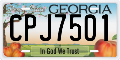 GA license plate CPJ7501
