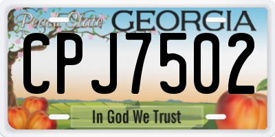 GA license plate CPJ7502
