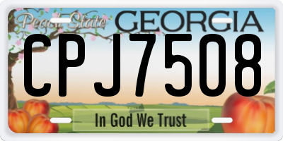 GA license plate CPJ7508