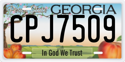 GA license plate CPJ7509