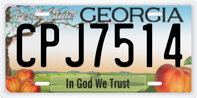 GA license plate CPJ7514