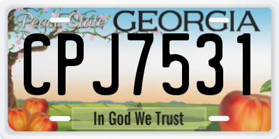 GA license plate CPJ7531