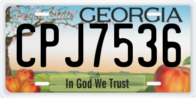 GA license plate CPJ7536