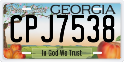 GA license plate CPJ7538