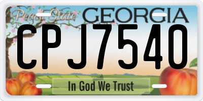 GA license plate CPJ7540