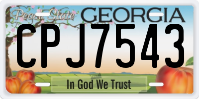 GA license plate CPJ7543