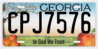 GA license plate CPJ7576