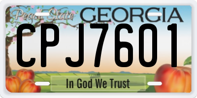 GA license plate CPJ7601