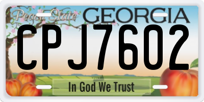 GA license plate CPJ7602