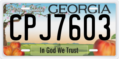 GA license plate CPJ7603