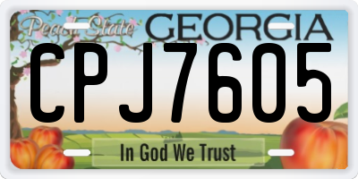 GA license plate CPJ7605