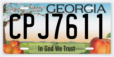 GA license plate CPJ7611