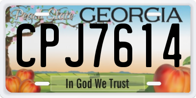 GA license plate CPJ7614