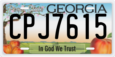 GA license plate CPJ7615