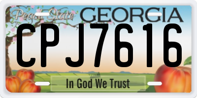 GA license plate CPJ7616