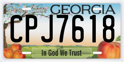 GA license plate CPJ7618