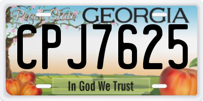 GA license plate CPJ7625