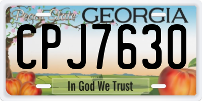 GA license plate CPJ7630