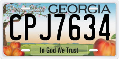 GA license plate CPJ7634