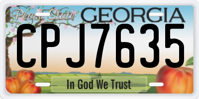 GA license plate CPJ7635