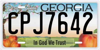 GA license plate CPJ7642