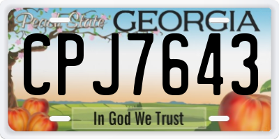 GA license plate CPJ7643