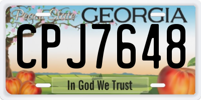 GA license plate CPJ7648