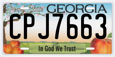 GA license plate CPJ7663