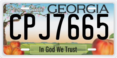 GA license plate CPJ7665