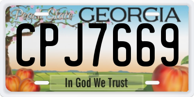 GA license plate CPJ7669