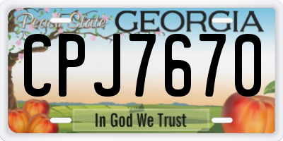 GA license plate CPJ7670