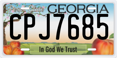GA license plate CPJ7685