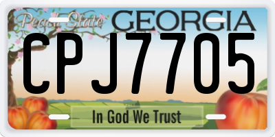 GA license plate CPJ7705