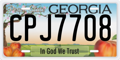 GA license plate CPJ7708