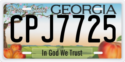 GA license plate CPJ7725