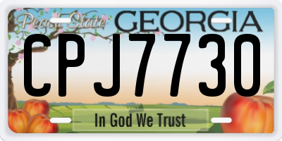 GA license plate CPJ7730