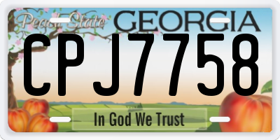 GA license plate CPJ7758