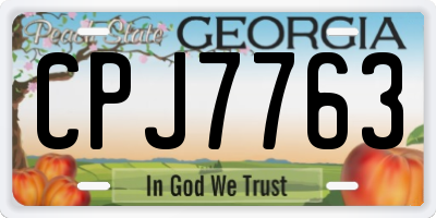 GA license plate CPJ7763