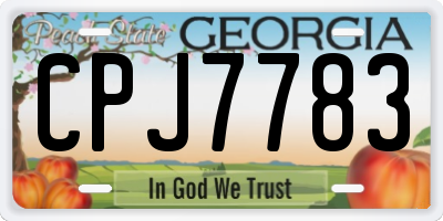 GA license plate CPJ7783