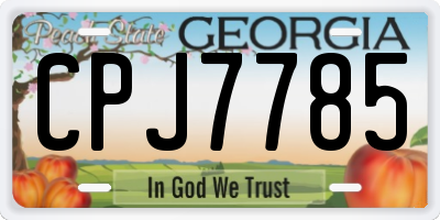 GA license plate CPJ7785