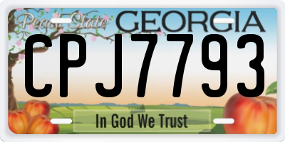 GA license plate CPJ7793