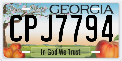 GA license plate CPJ7794