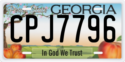 GA license plate CPJ7796