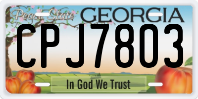 GA license plate CPJ7803