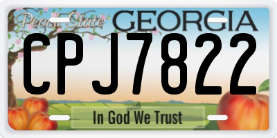 GA license plate CPJ7822