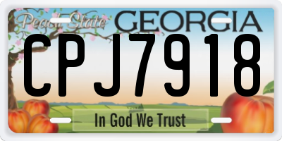 GA license plate CPJ7918